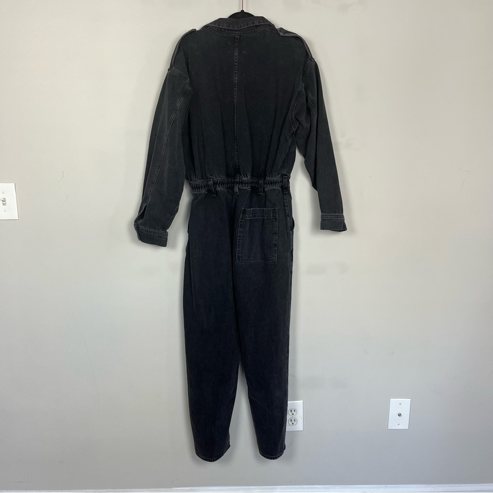 AGOLDE VIANKA DENIM UTILITY BUTTON UP JUMPSUIT LONG SLEEVE IN BLACK SIZE 10 - Picture 11 of 16